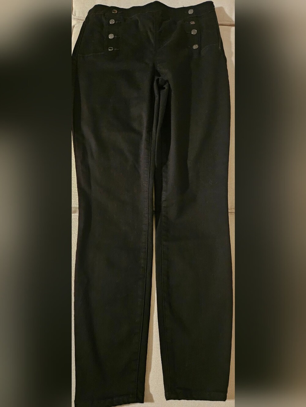 White House Black Market Everyday Soft Sailor Button High-Rise Jegging Black 6R